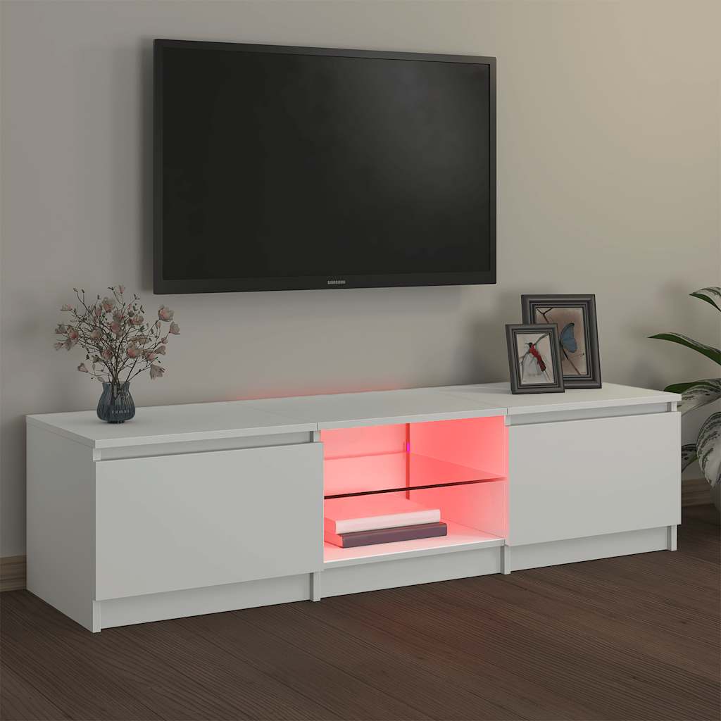 fehér TV-szekrény LED lámpákkal 140 x 40 x 36 cm