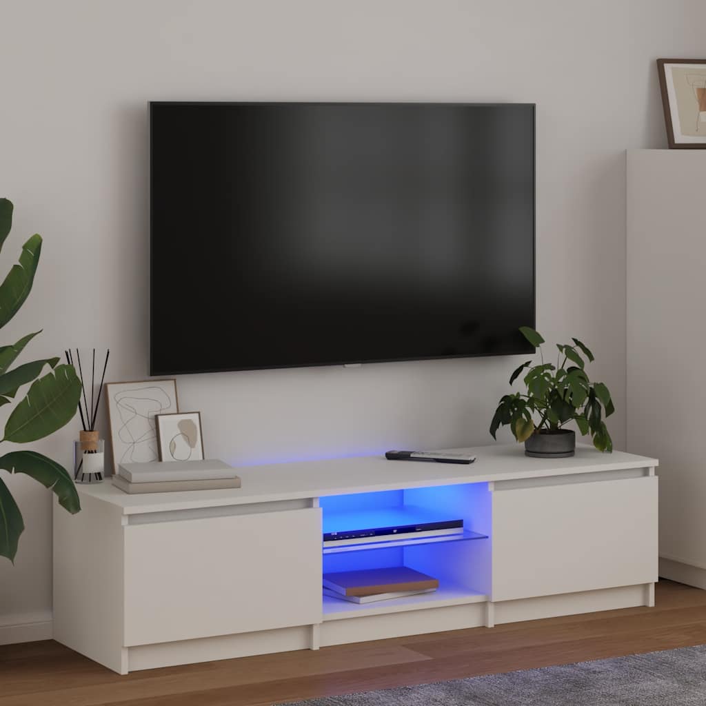 fehér TV-szekrény LED lámpákkal 140 x 40 x 36 cm