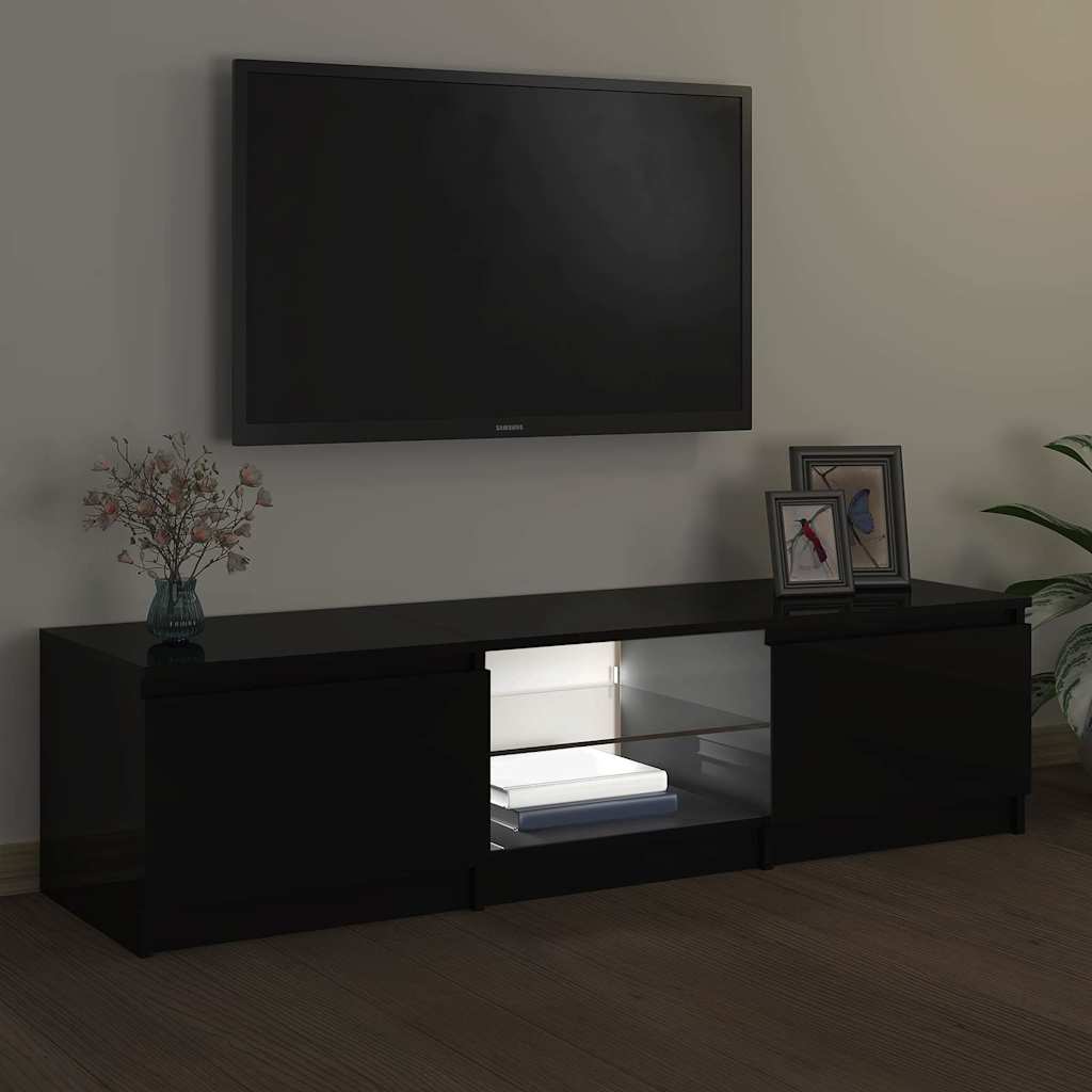 fekete TV-szekrény LED lámpákkal 140 x 40 x 36 cm