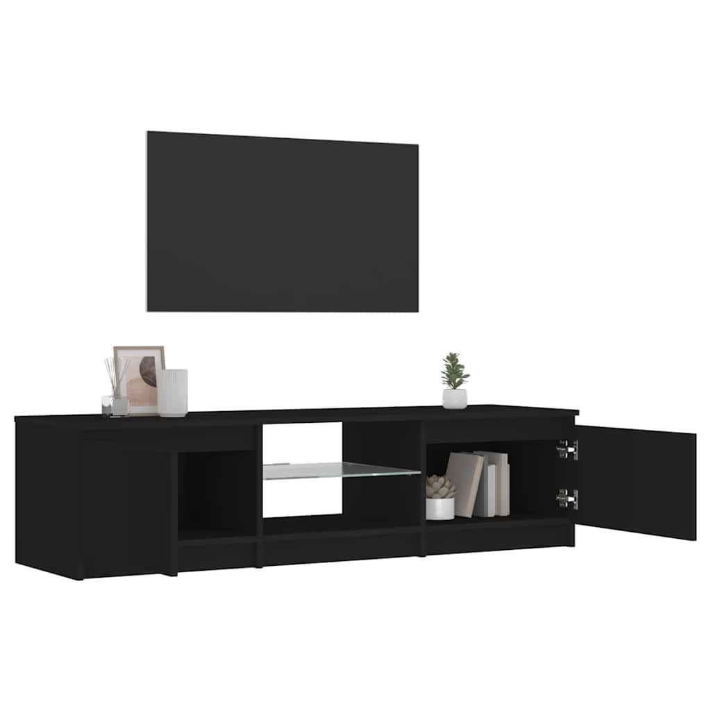 fekete TV-szekrény LED lámpákkal 140 x 40 x 36 cm