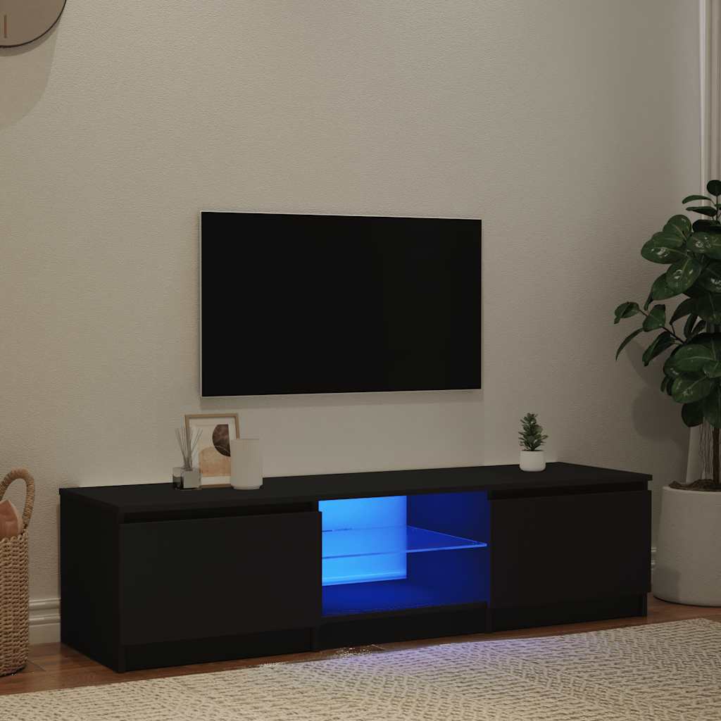 fekete TV-szekrény LED lámpákkal 140 x 40 x 36 cm