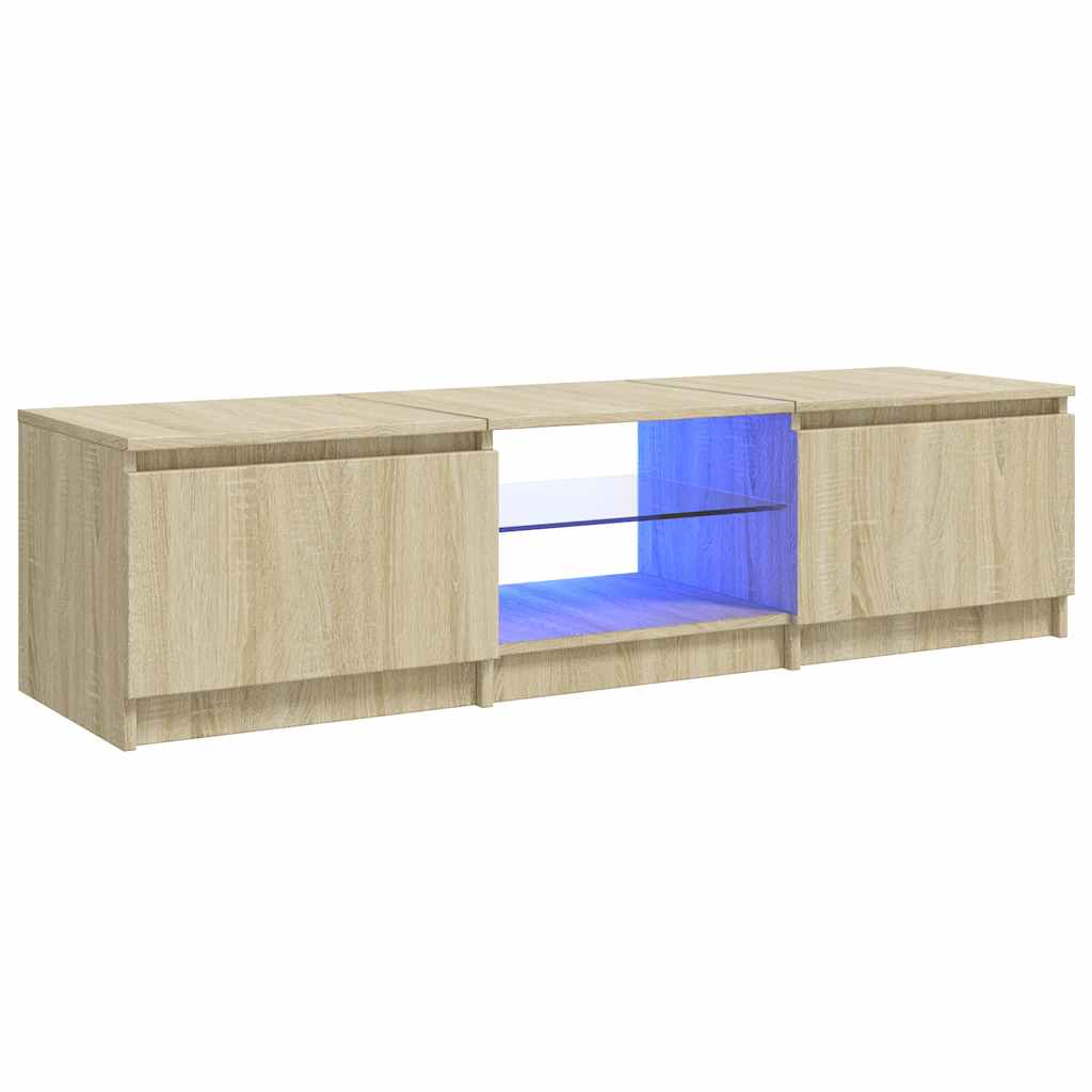 sonoma tölgy színű TV-szekrény LED lámpákkal 140x40x36 cm