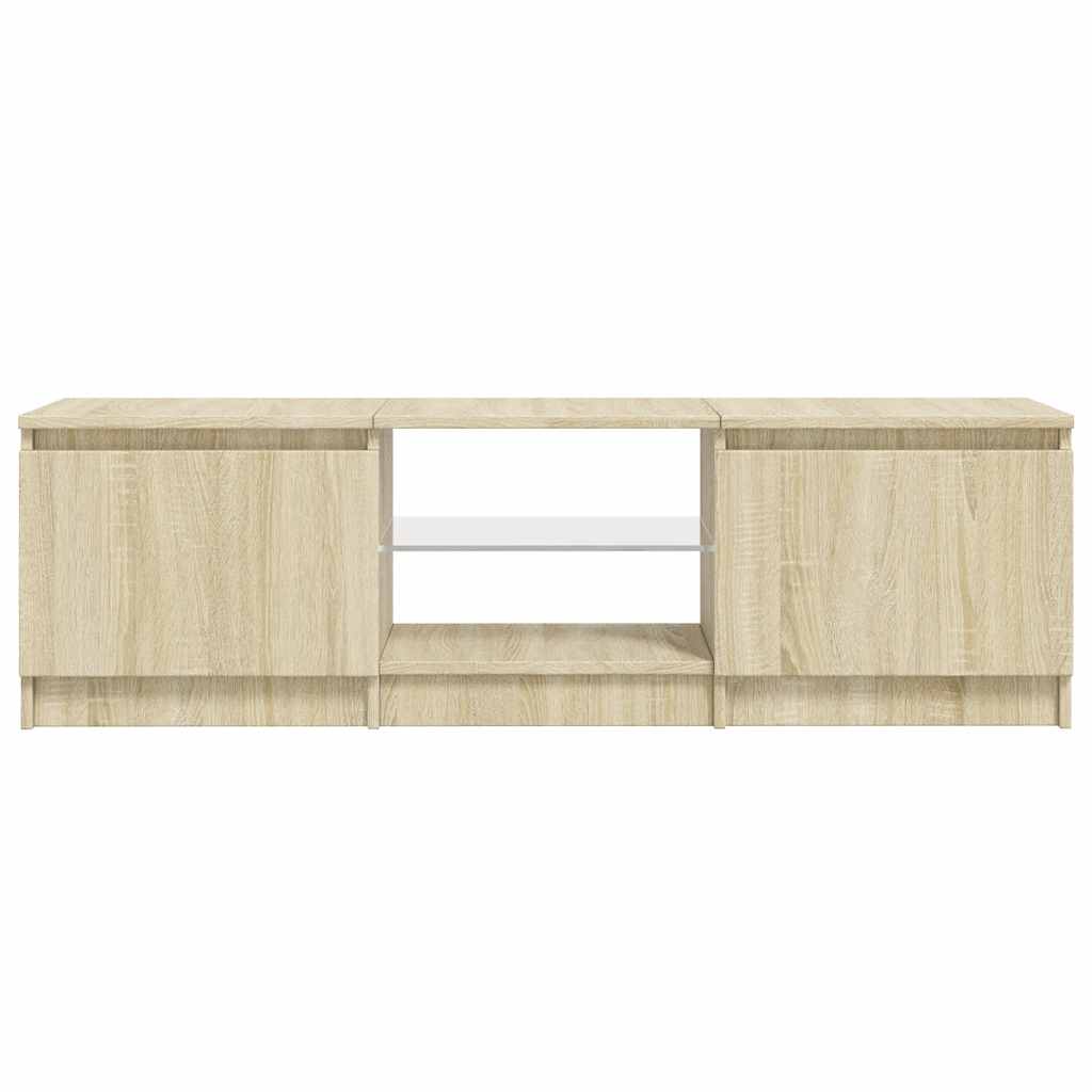 sonoma tölgy színű TV-szekrény LED lámpákkal 140x40x36 cm