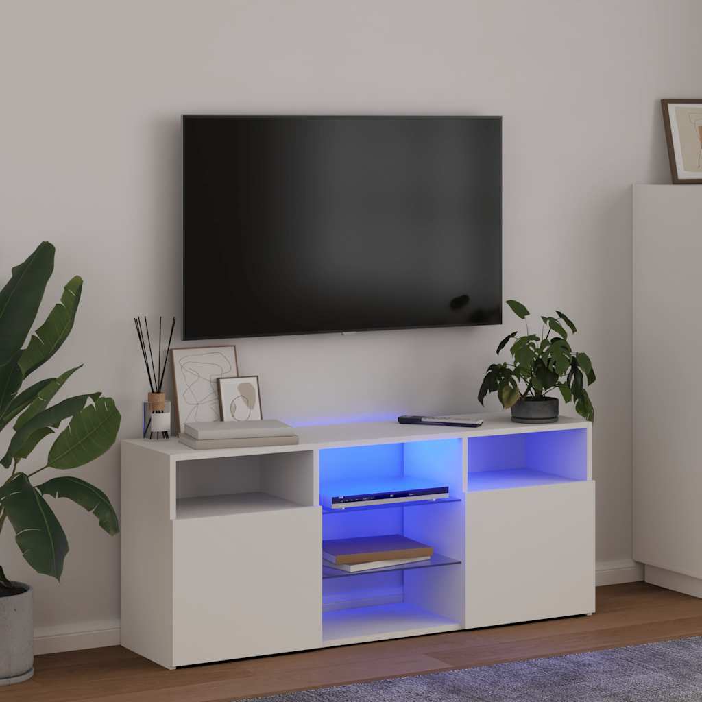 fehér TV-szekrény LED lámpákkal 120 x 30 x 50 cm