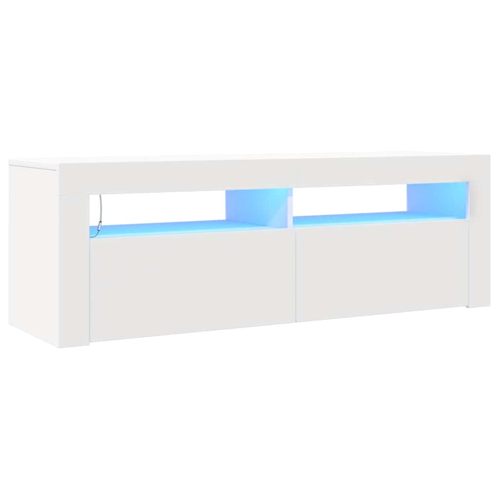 fehér TV-szekrény LED-lámpákkal 120 x 35 x 40 cm