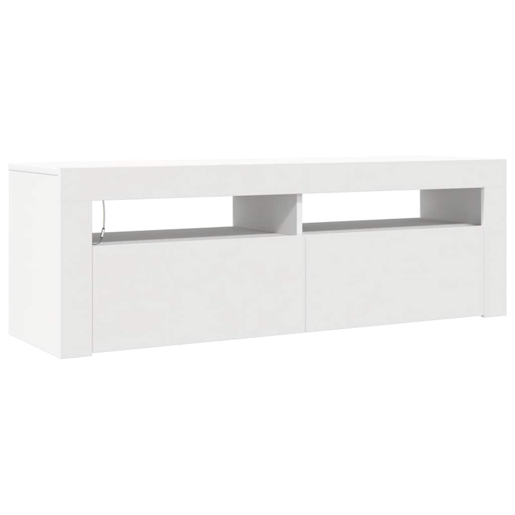 fehér TV-szekrény LED-lámpákkal 120 x 35 x 40 cm