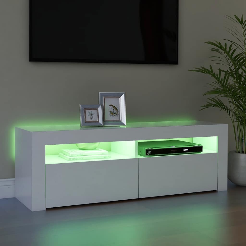 fehér TV-szekrény LED-lámpákkal 120 x 35 x 40 cm
