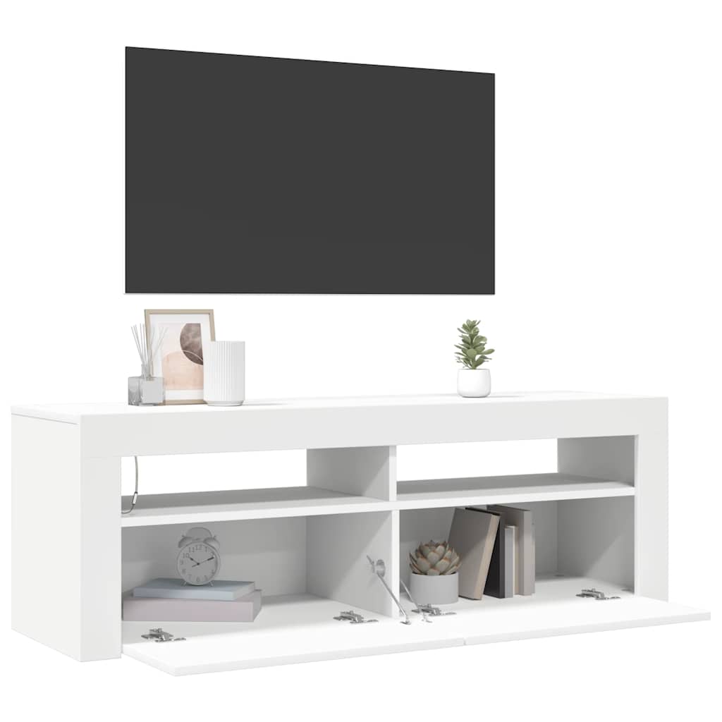 fehér TV-szekrény LED-lámpákkal 120 x 35 x 40 cm