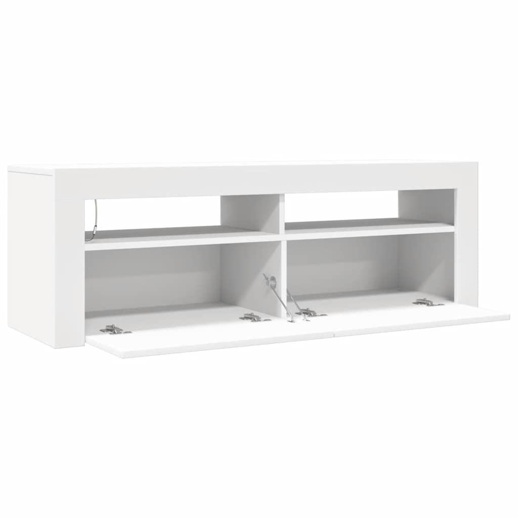 fehér TV-szekrény LED-lámpákkal 120 x 35 x 40 cm
