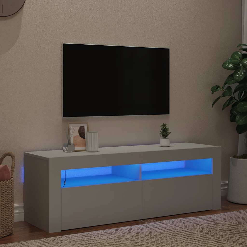 fehér TV-szekrény LED-lámpákkal 120 x 35 x 40 cm