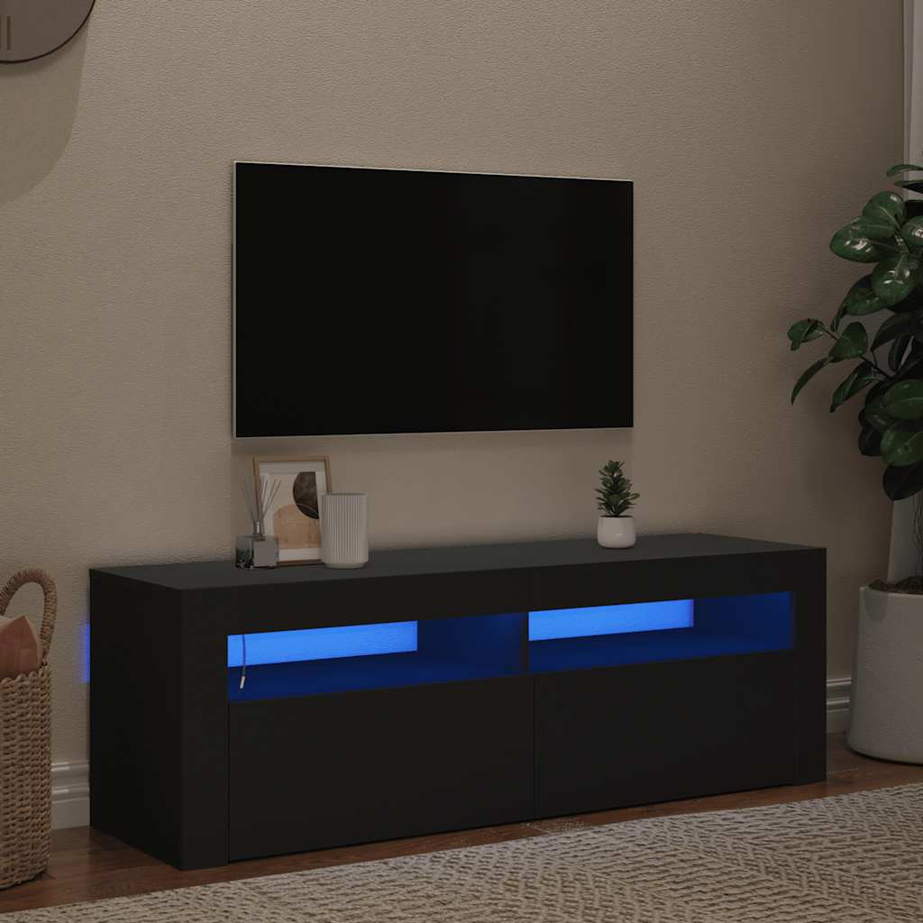 fekete TV-szekrény LED-világítással 120 x 35 x 40 cm
