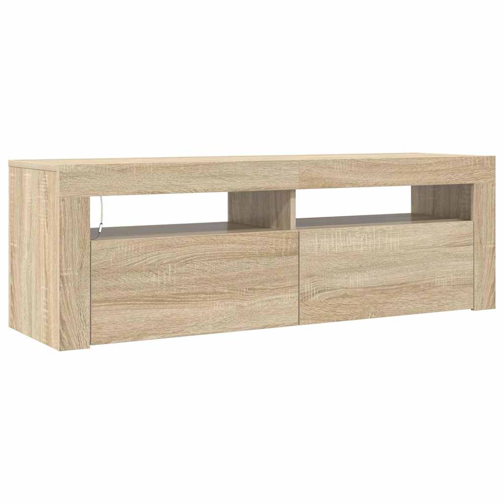 sonoma tölgy színű TV-szekrény LED-lámpákkal 120 x 35 x 40 cm