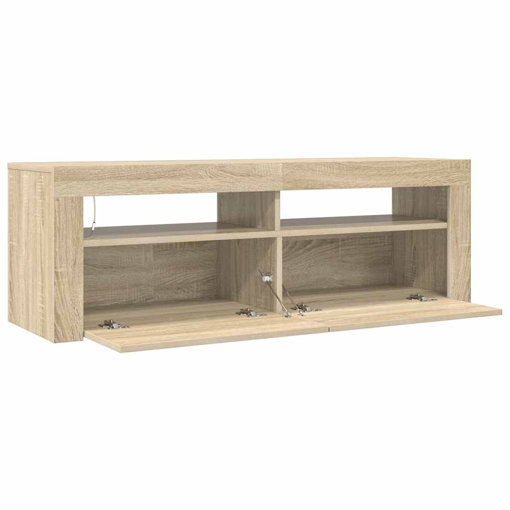 sonoma tölgy színű TV-szekrény LED-lámpákkal 120 x 35 x 40 cm