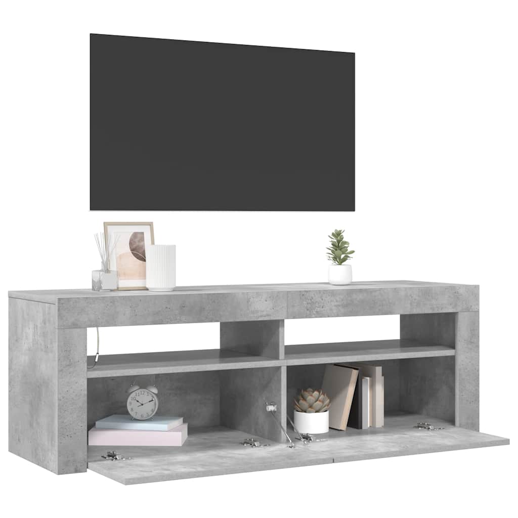 betonszürke TV-szekrény LED-világítással 120 x 35 x 40 cm
