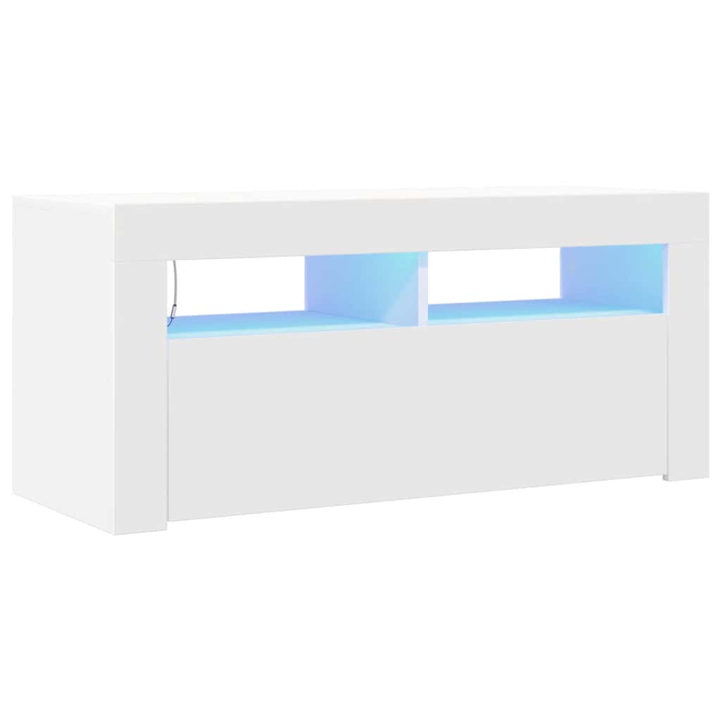 fehér TV-szekrény LED-lámpákkal 90 x 35 x 40 cm