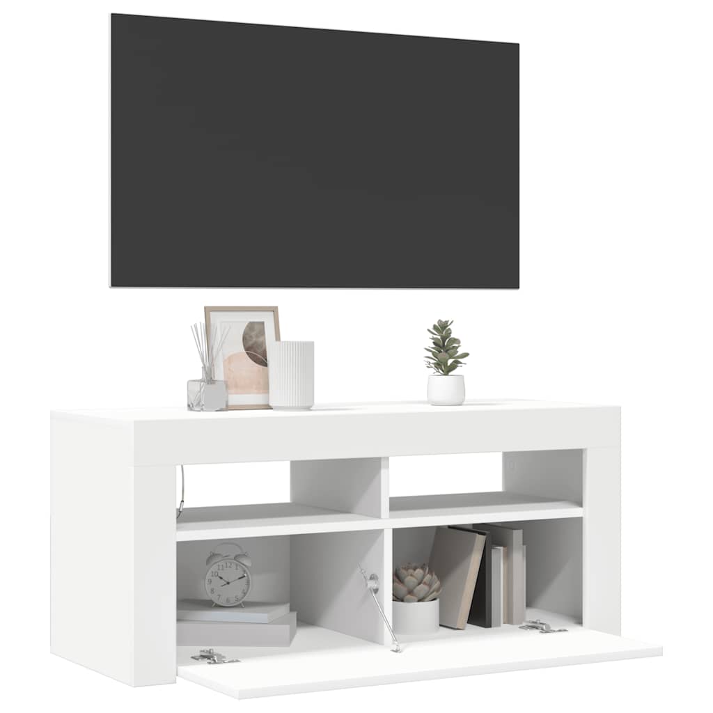 fehér TV-szekrény LED-lámpákkal 90 x 35 x 40 cm