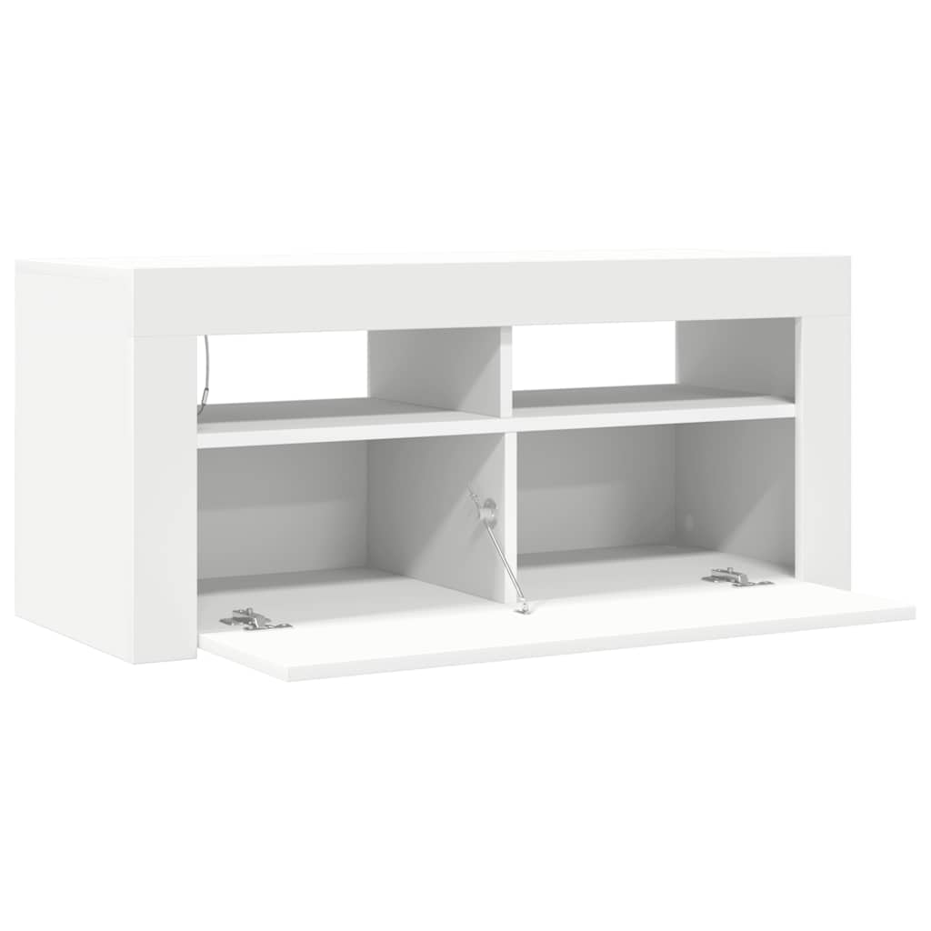 fehér TV-szekrény LED-lámpákkal 90 x 35 x 40 cm