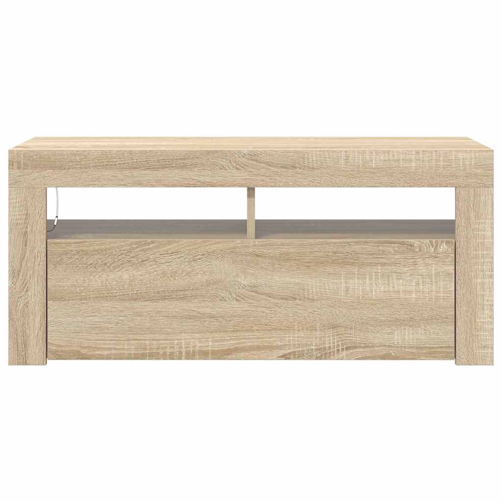 sonoma tölgy színű TV-szekrény LED-világítással 90 x 35 x 40 cm