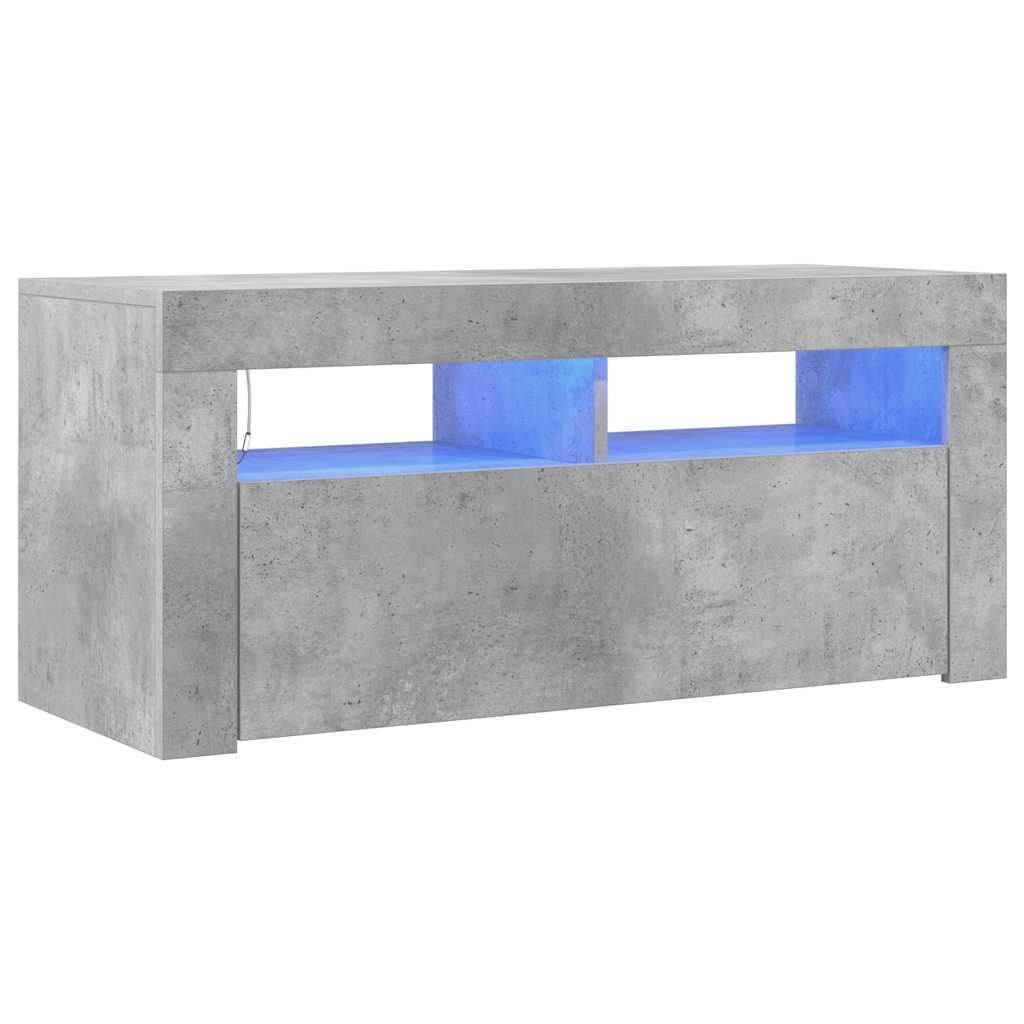 betonszürke TV-szekrény LED-világítással 90 x 35 x 40 cm