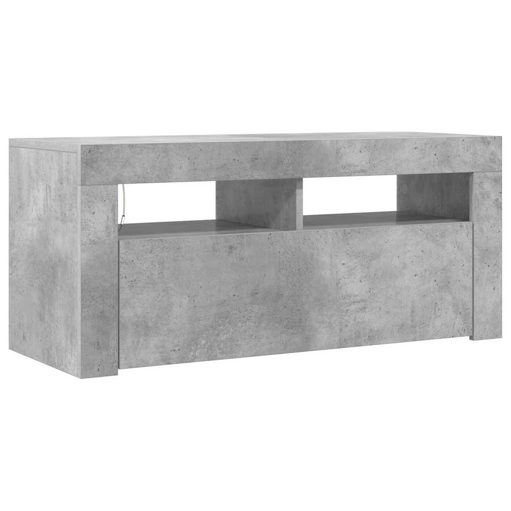 betonszürke TV-szekrény LED-világítással 90 x 35 x 40 cm