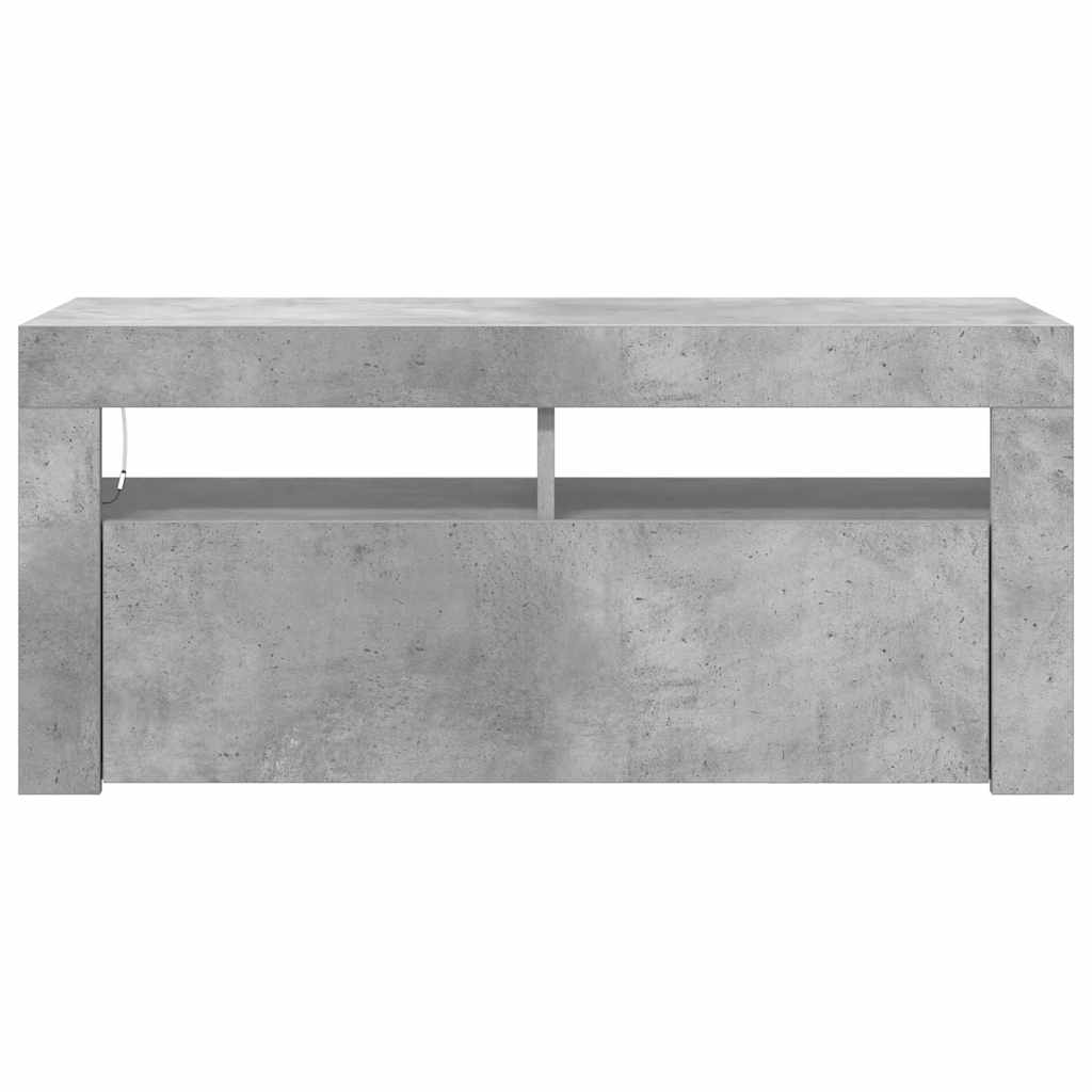 betonszürke TV-szekrény LED-világítással 90 x 35 x 40 cm