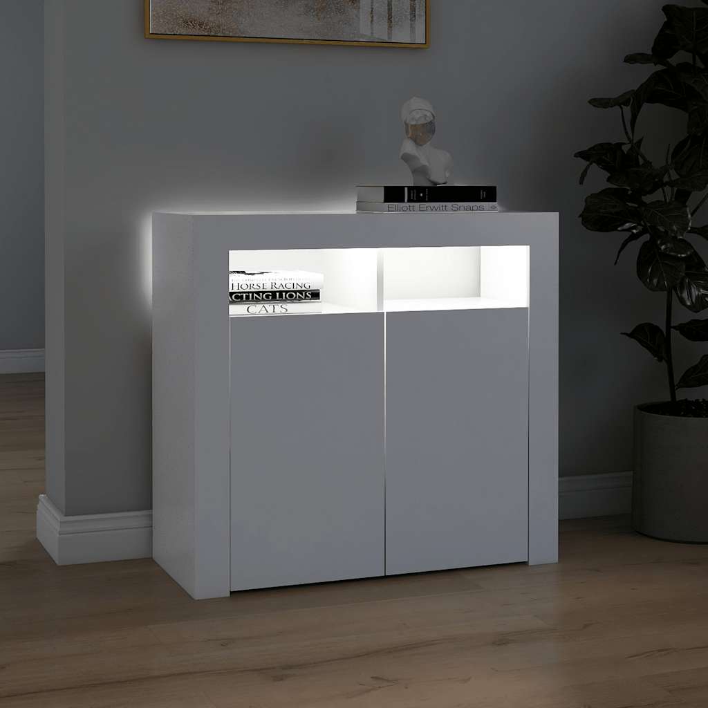 fehér tálalószekrény LED-világítással 80 x 35 x 75 cm