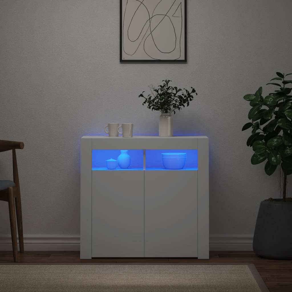 fehér tálalószekrény LED-világítással 80 x 35 x 75 cm