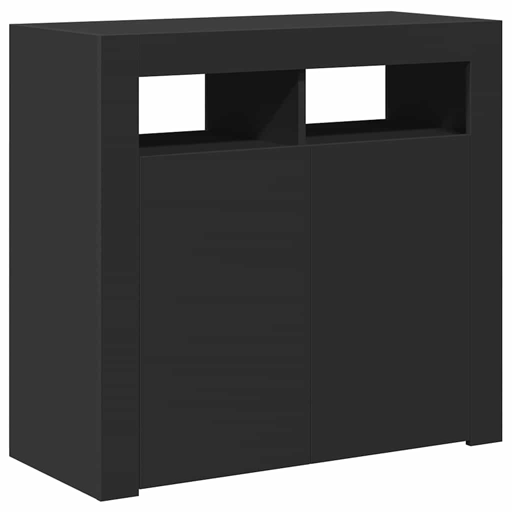 fekete tálalószekrény LED-világítással 80 x 35 x 75 cm