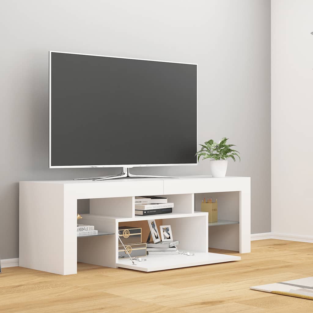fehér TV-szekrény LED-lámpákkal 120 x 35 x 40 cm