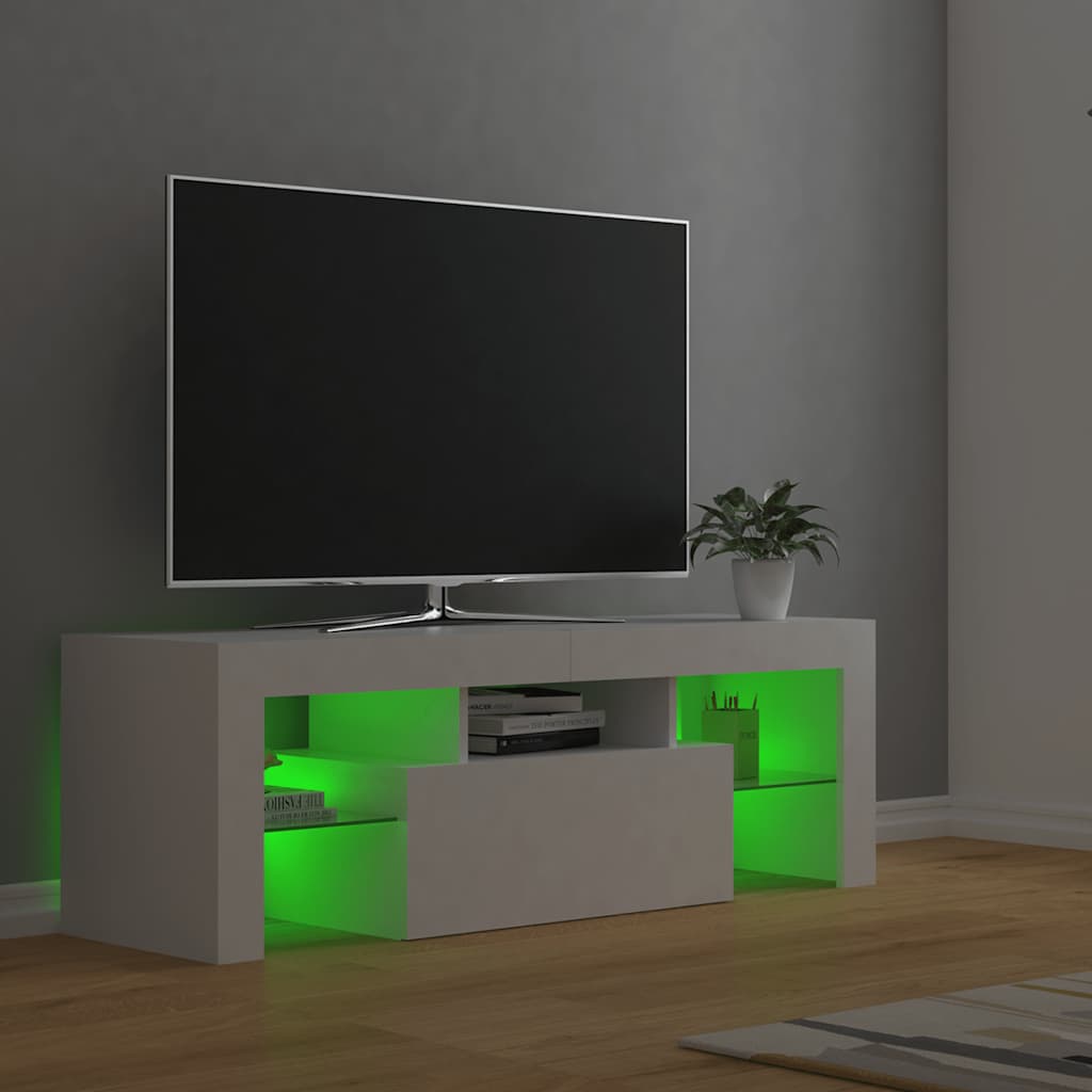 fehér TV-szekrény LED-lámpákkal 120 x 35 x 40 cm