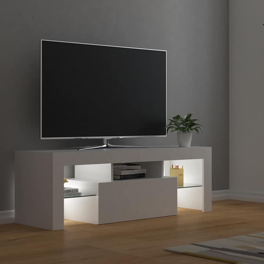 fehér TV-szekrény LED-lámpákkal 120 x 35 x 40 cm