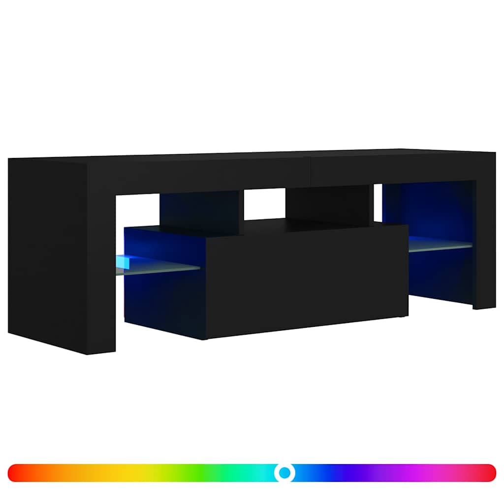 fekete TV-szekrény LED-világítással 120 x 35 x 40 cm