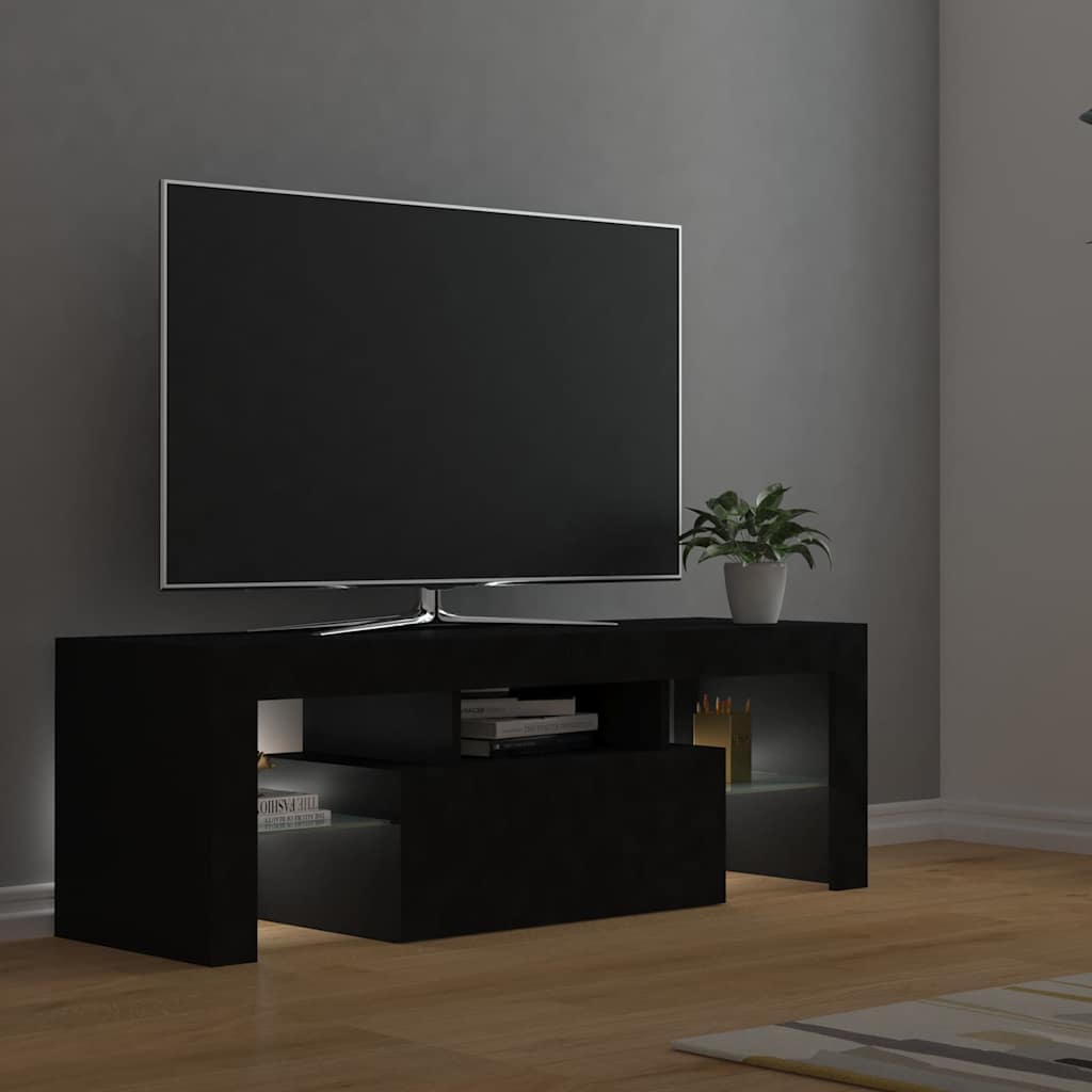 fekete TV-szekrény LED-világítással 120 x 35 x 40 cm