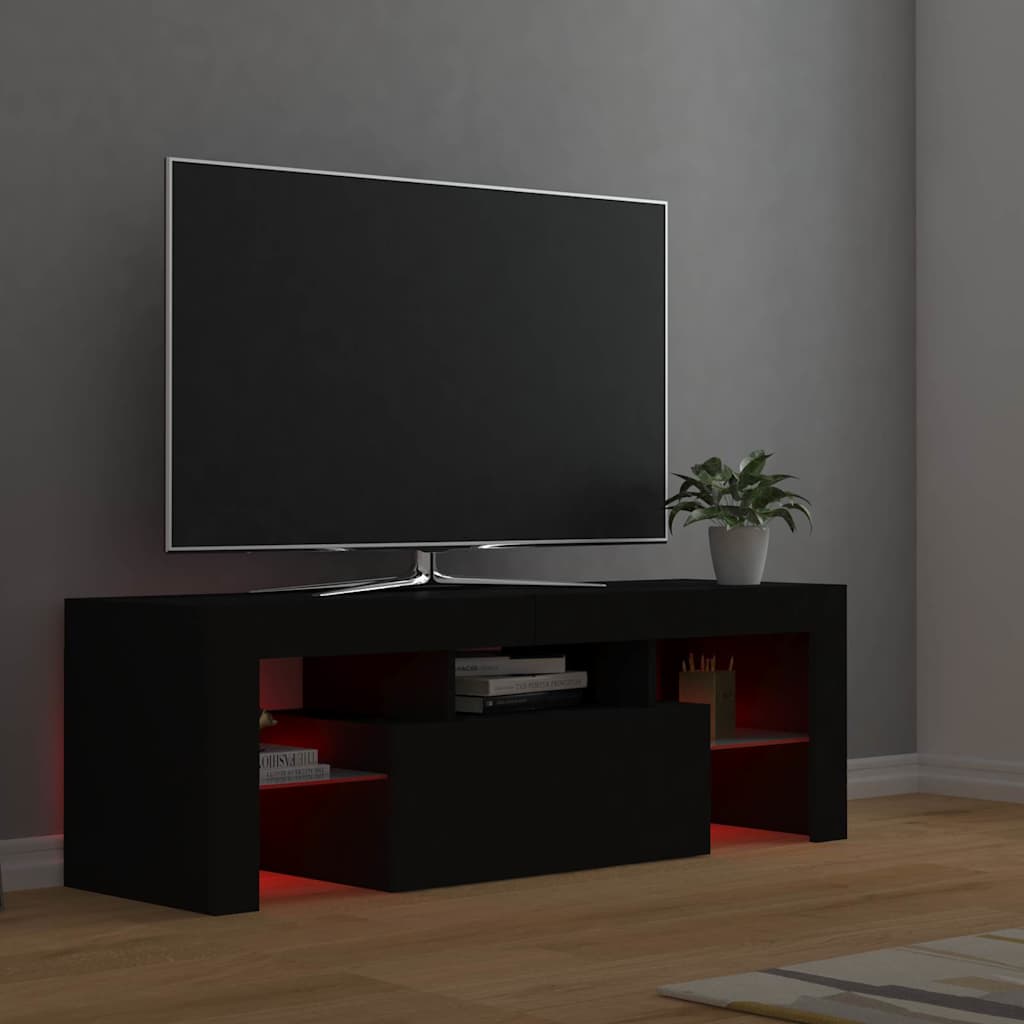 fekete TV-szekrény LED-világítással 120 x 35 x 40 cm