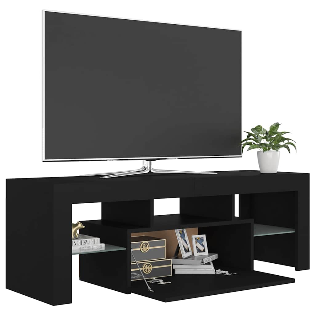 fekete TV-szekrény LED-világítással 120 x 35 x 40 cm