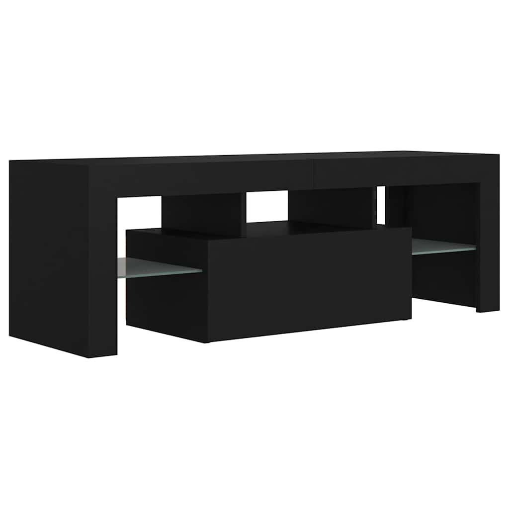 fekete TV-szekrény LED-világítással 120 x 35 x 40 cm