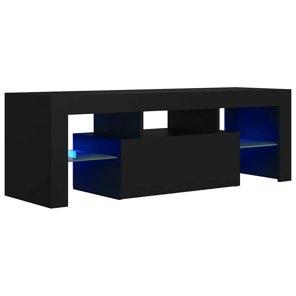 fekete TV-szekrény LED-világítással 120 x 35 x 40 cm