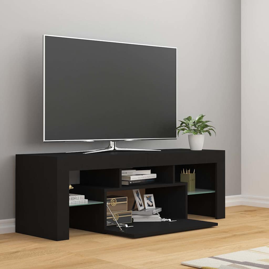 fekete TV-szekrény LED-világítással 120 x 35 x 40 cm