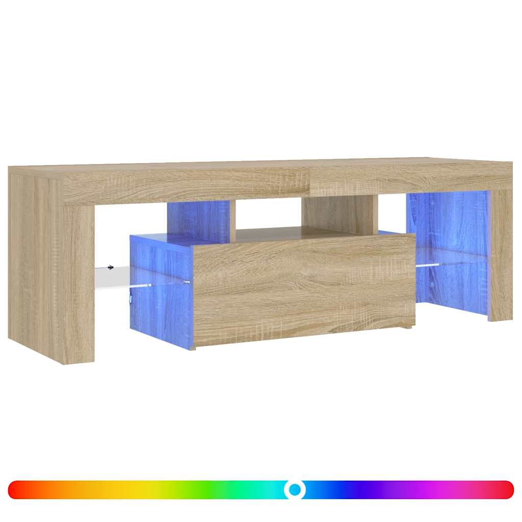 sonoma tölgy színű TV-szekrény LED-lámpákkal 120 x 35 x 40 cm
