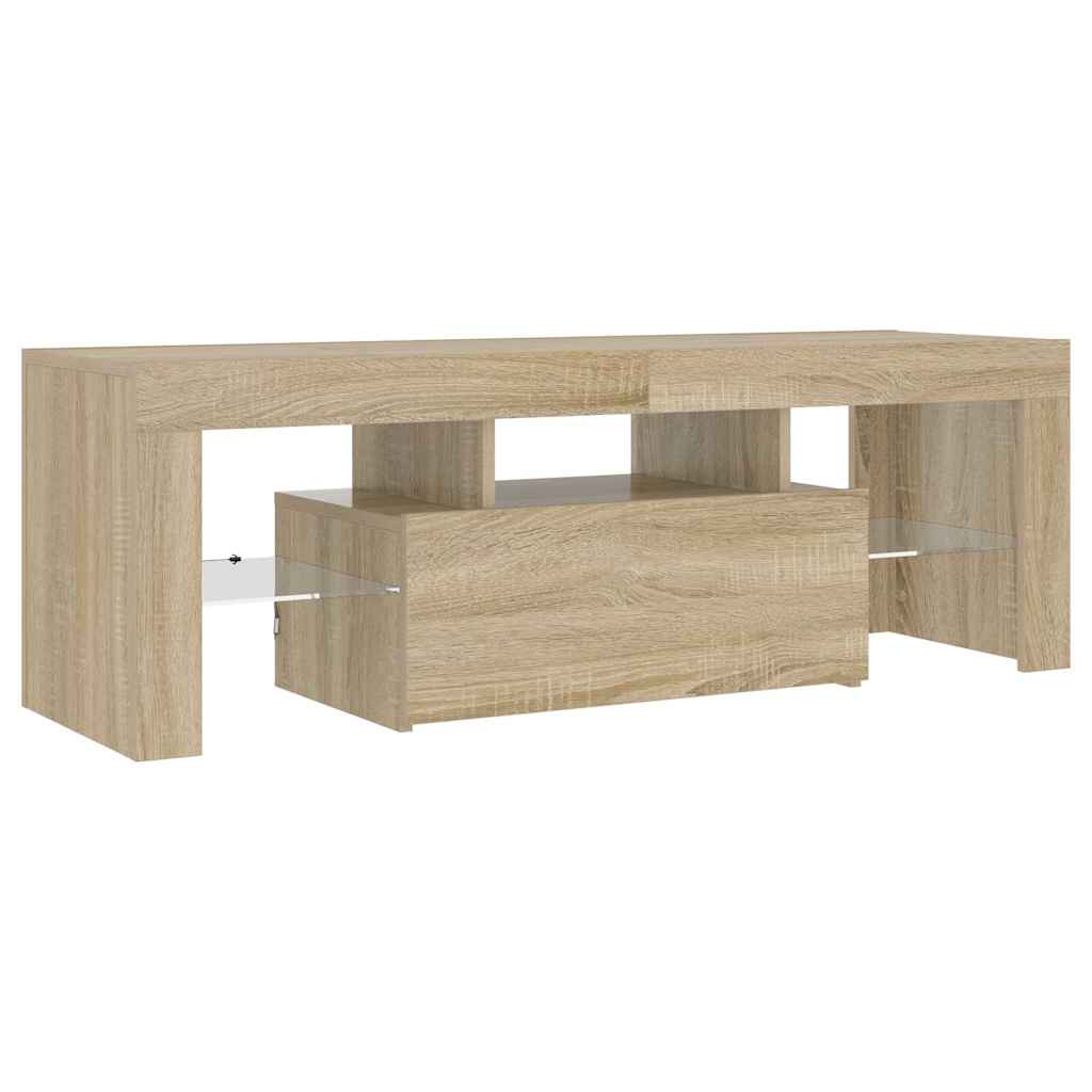 sonoma tölgy színű TV-szekrény LED-lámpákkal 120 x 35 x 40 cm