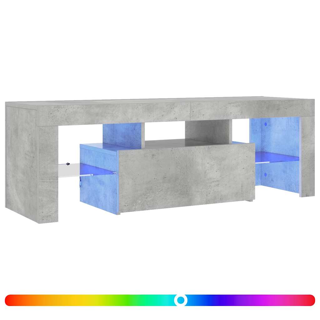 betonszürke TV-szekrény LED-lámpákkal 120 x 35 x 40 cm