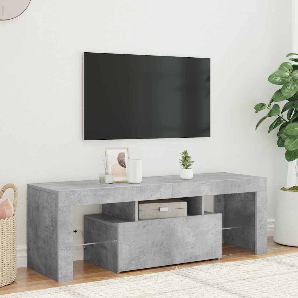 betonszürke TV-szekrény LED-lámpákkal 120 x 35 x 40 cm
