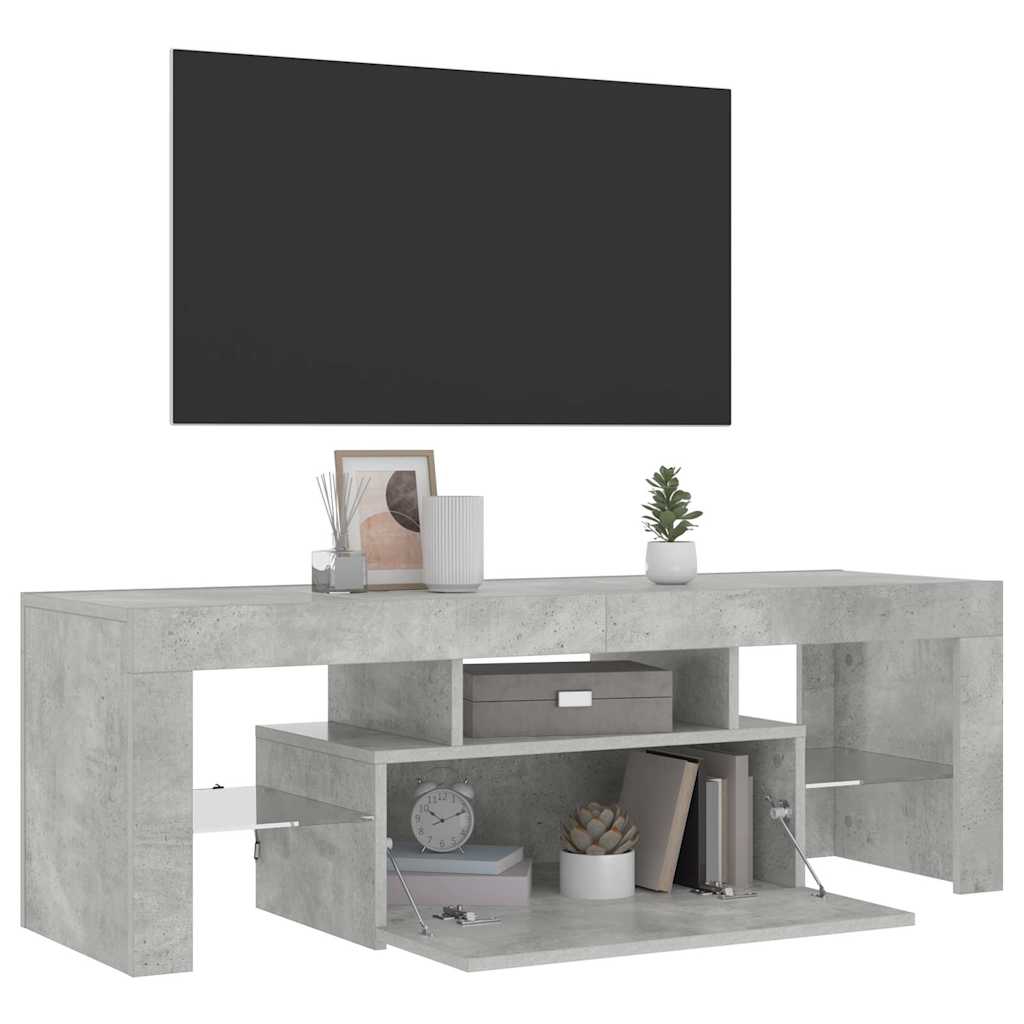 betonszürke TV-szekrény LED-lámpákkal 120 x 35 x 40 cm
