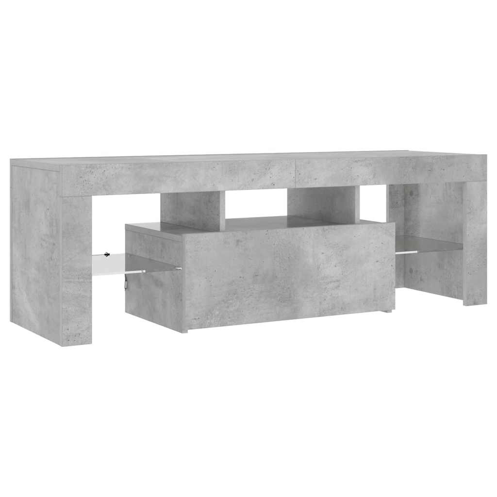 betonszürke TV-szekrény LED-lámpákkal 120 x 35 x 40 cm