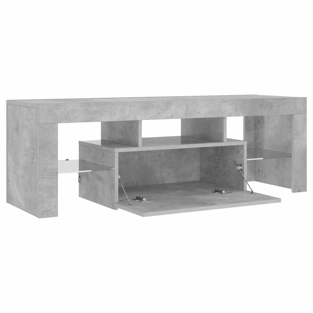 betonszürke TV-szekrény LED-lámpákkal 120 x 35 x 40 cm