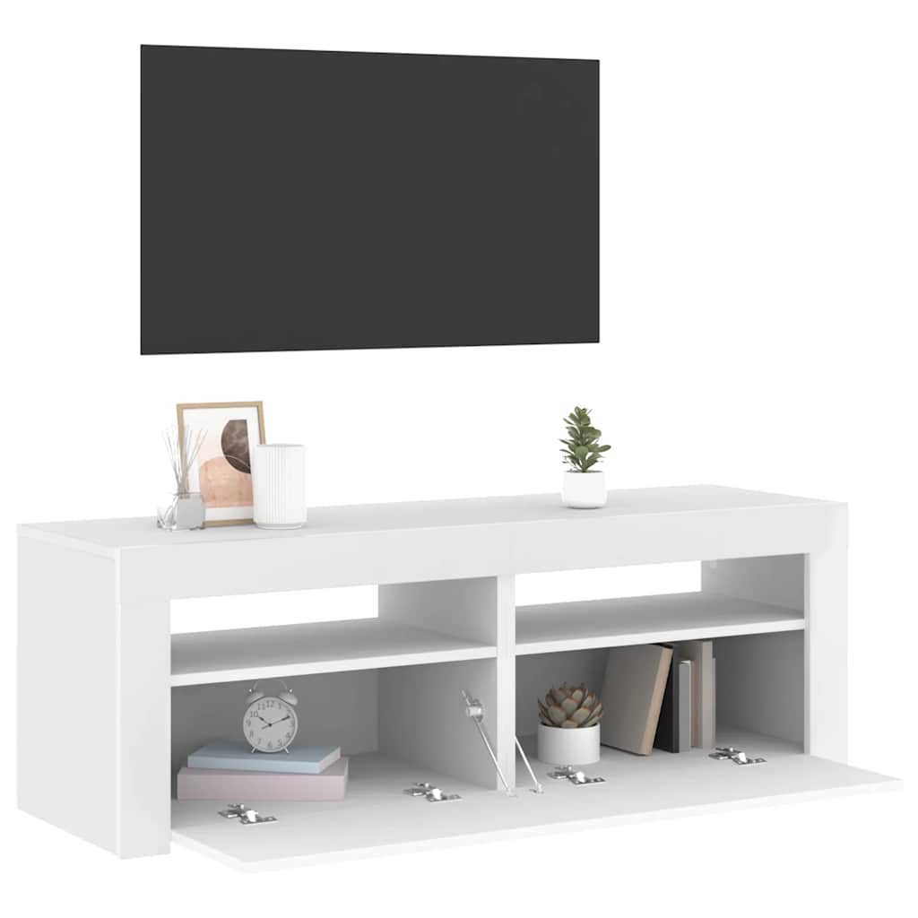 fehér TV-szekrény LED-lámpákkal 120 x 35 x 40 cm