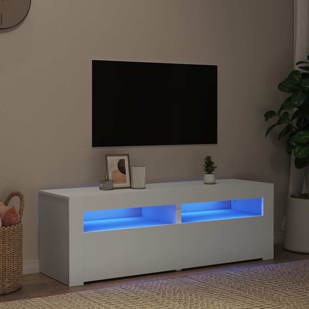 fehér TV-szekrény LED-lámpákkal 120 x 35 x 40 cm