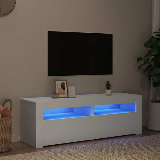 fehér TV-szekrény LED-lámpákkal 120 x 35 x 40 cm