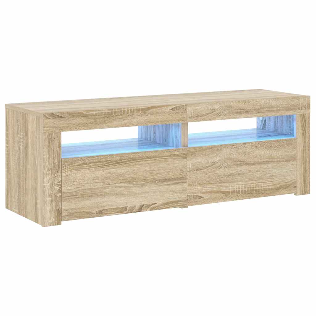 sonoma tölgy színű TV-szekrény LED-lámpákkal 120 x 35 x 40 cm