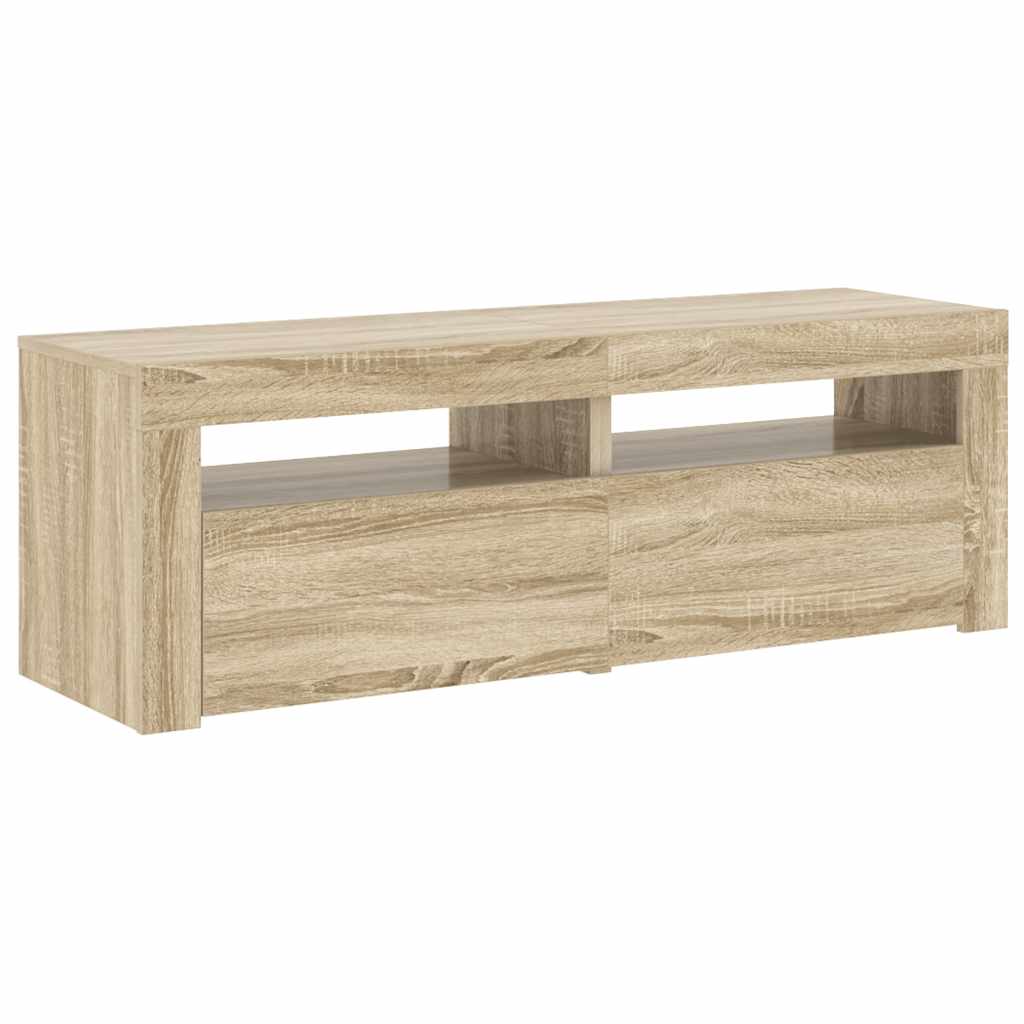 sonoma tölgy színű TV-szekrény LED-lámpákkal 120 x 35 x 40 cm